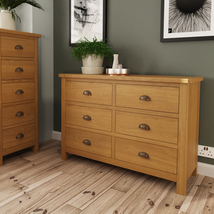 Clara Rustic Oak 6-Drawer Chest Of Drawers