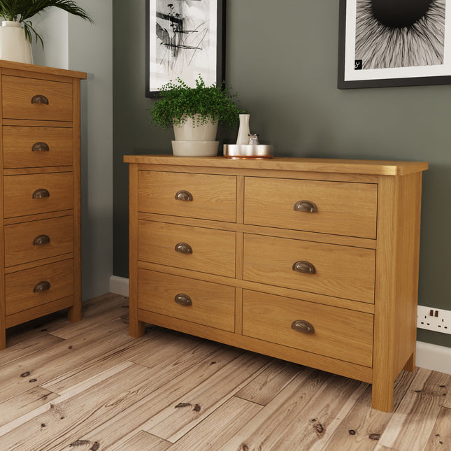 Clara Rustic Oak 6-Drawer Chest Of Drawers