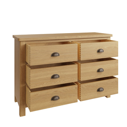 Clara Rustic Oak 6-Drawer Chest Of Drawers