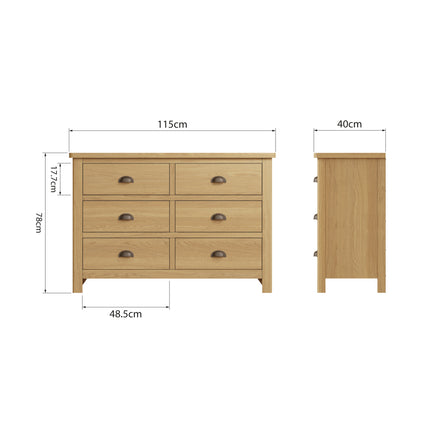 Clara Rustic Oak 6-Drawer Chest Of Drawers