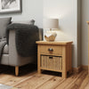 Clara Rustic Oak Side Table With Wicker Basket