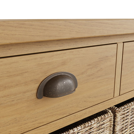 Clara Rustic Oak 2 Drawers 4 Wicker Basket Sideboard