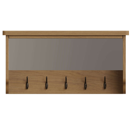 Clara Rustic Oak Hall Bench Top With Mirror & Coat Hooks