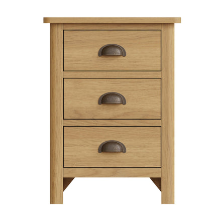 Clara Rustic Oak 3 Drawer Bedside Table