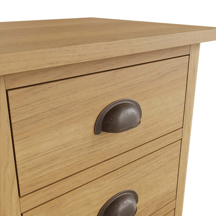 Clara Rustic Oak 3 Drawer Bedside Table