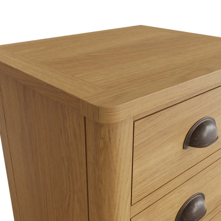 Clara Rustic Oak 3 Drawer Bedside Table