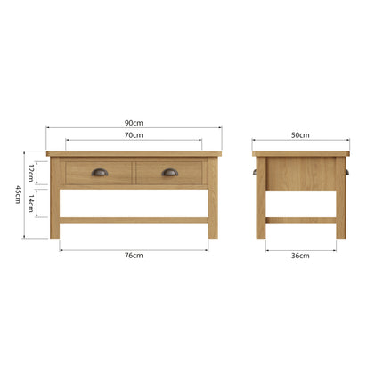 Clara Rustic Oak Large Coffee Table