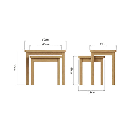 Clara Rustic Oak Nest of Tables