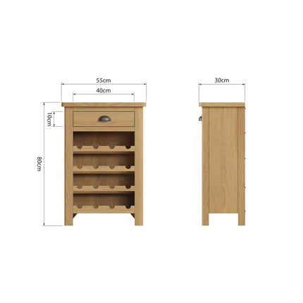 Clara Rustic Oak Wine Cabinet