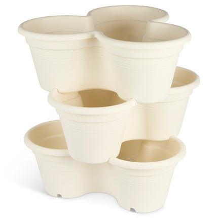 ELHO Vertical Trio Plant Flower Pot Cotton White - 46cm