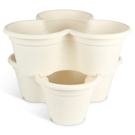 ELHO Vertical Trio Plant Flower Pot Cotton White - 46cm