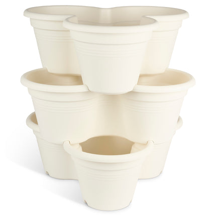 ELHO Vertical Trio Plant Flower Pot Cotton White - 46cm