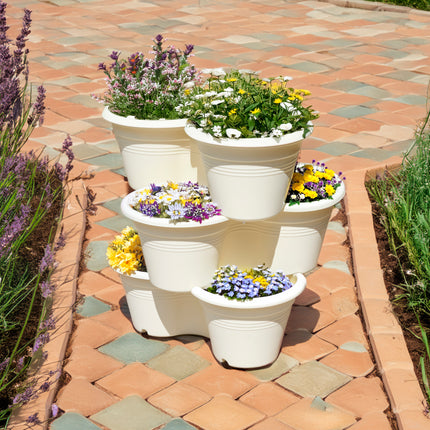 ELHO Vertical Trio Plant Flower Pot Cotton White - 46cm