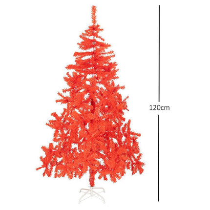 Red Artificial Fir Christmas Tree - 4-7ft-5056150236955-Bargainia.com
