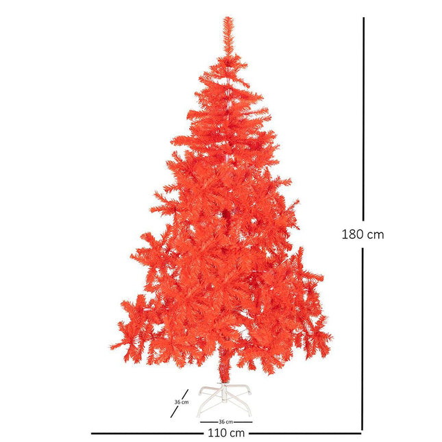 Red Artificial Fir Christmas Tree - 4-7ft-5056150236979-Bargainia.com