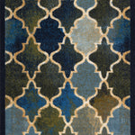 Anejo Blue Non-Slip Hallway Runner, Washable Rubber Backed Stair and Kitchen Runner, 66cm Wide, Custom Length