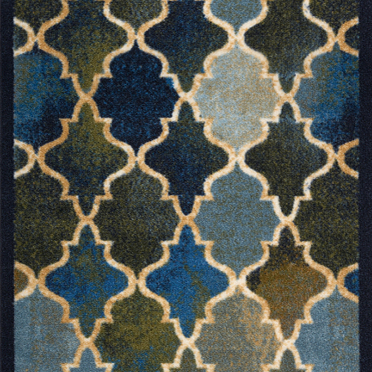 Anejo Blue Non-Slip Hallway Runner, Washable Rubber Backed Stair and Kitchen Runner, 66cm Wide, Custom Length