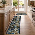 Anejo Blue Non-Slip Hallway Runner, Washable Rubber Backed Stair and Kitchen Runner, 66cm Wide, Custom Length