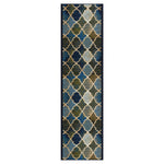 Anejo Blue Non-Slip Hallway Runner, Washable Rubber Backed Stair and Kitchen Runner, 66cm Wide, Custom Length