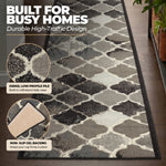 Anejo Grey Stair Runner and Kitchen Mat, Non-Slip Gel Backed Hallway Runner, 66cm Wide, Machine Washable, Custom Length