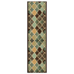 Anejo Teal Stair Runner and Hallway Runner, Geometric Non-Slip Gel Backed Kitchen Mat, Washable, Custom Lengths