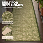 Blend Green Stair Runner and Hallway Runner, Non-Slip Gel Backed Kitchen Mat, Washable, Low 9mm Pile, Custom Lengths