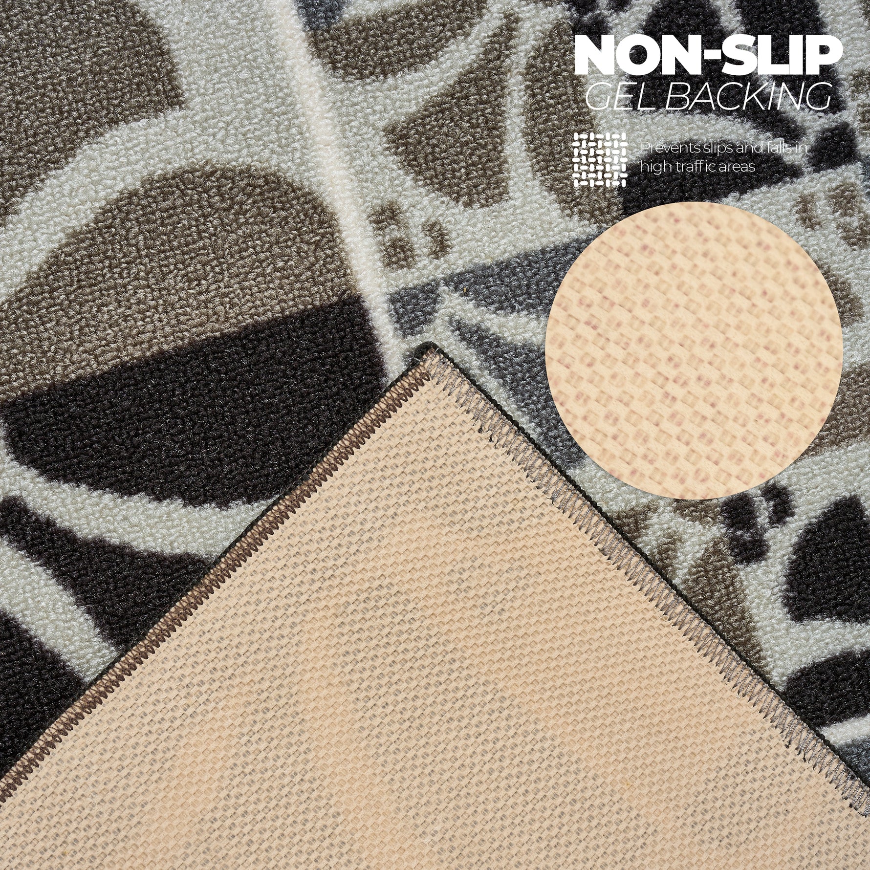 Stair Runner Non-Slip Kitchen Mat - Daisy Grey Stair Runner Rug Masters