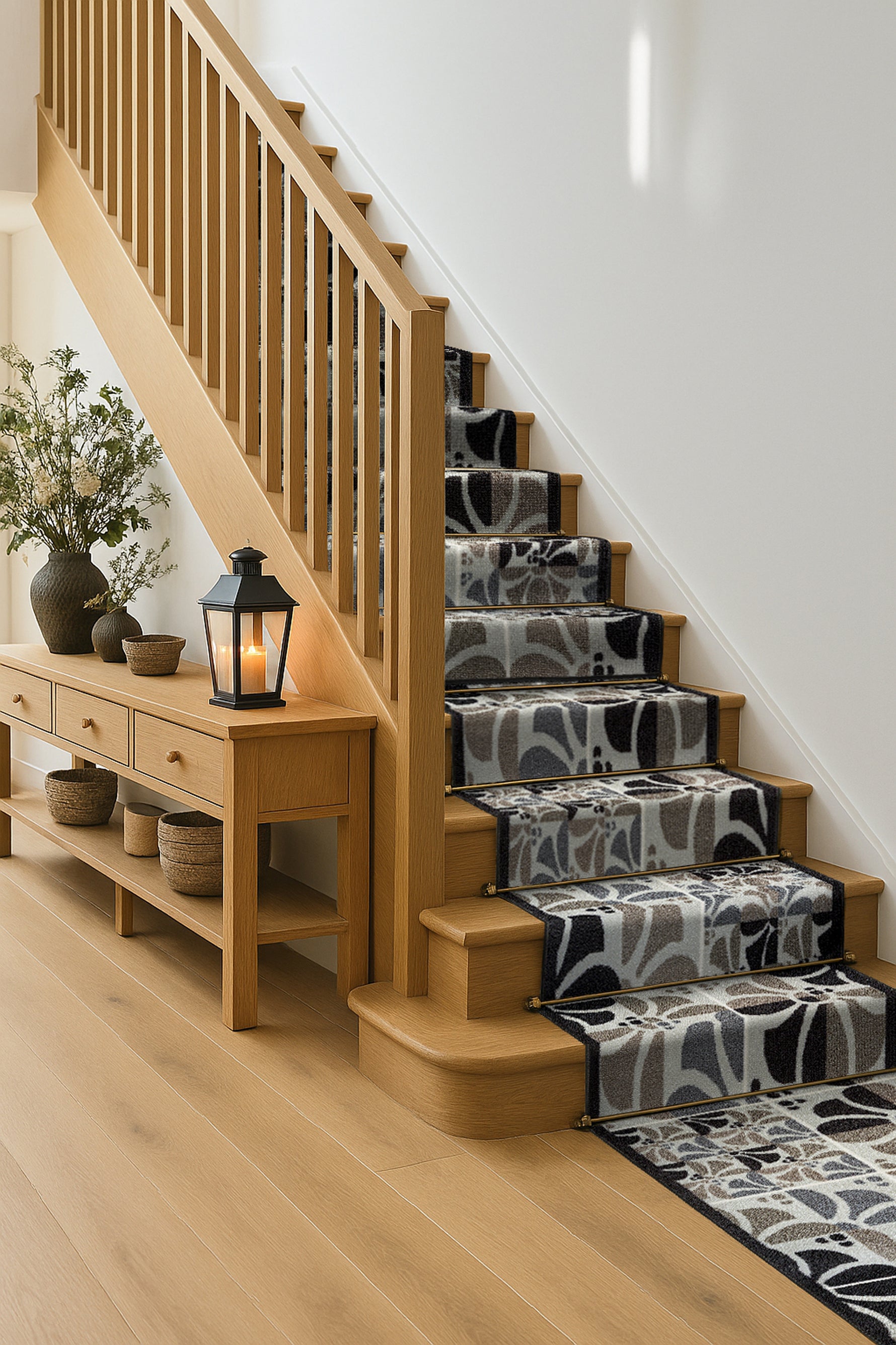 Stair Runner Non-Slip Kitchen Mat - Daisy Grey Stair Runner Rug Masters