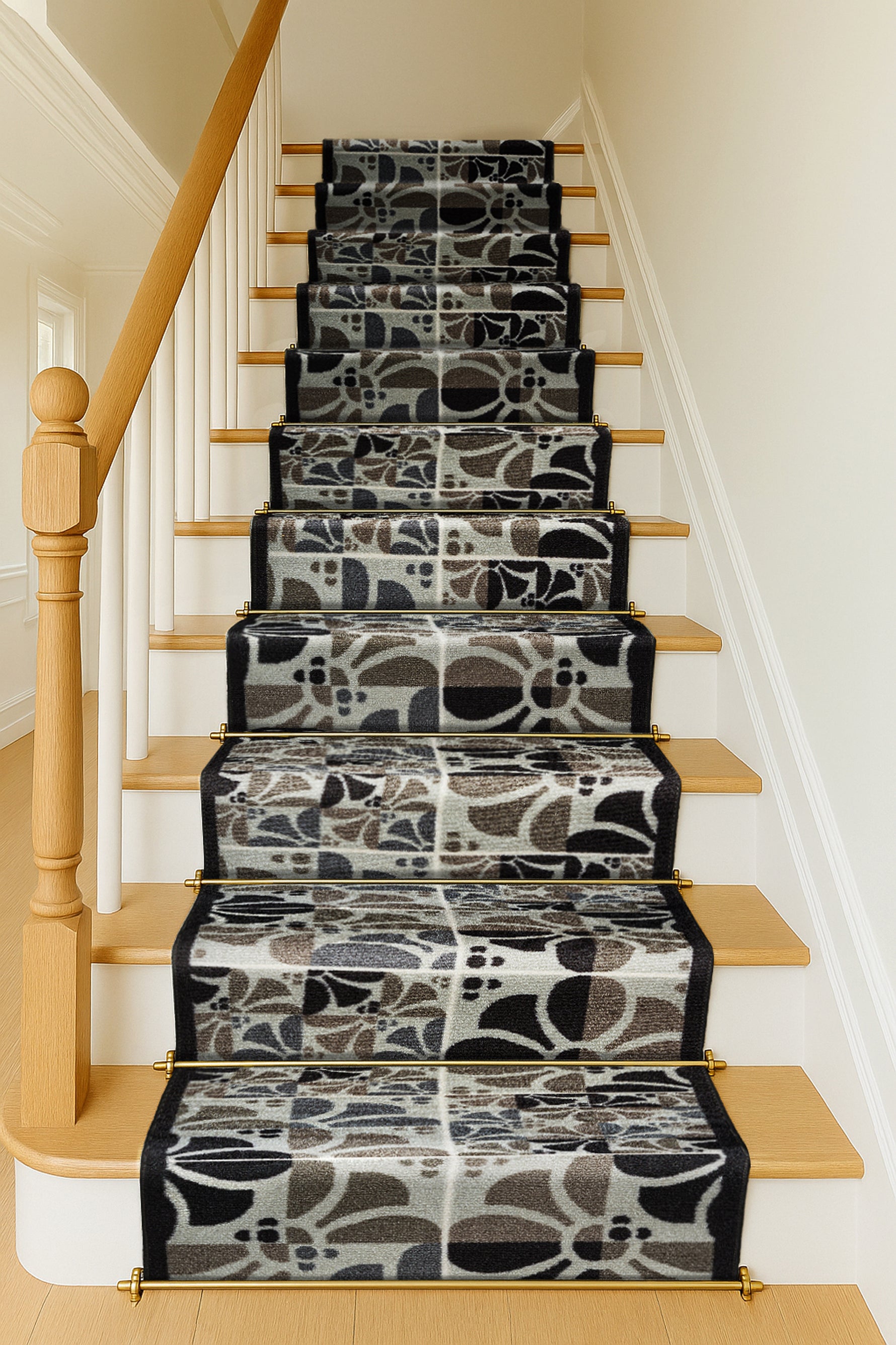 Stair Runner Non-Slip Kitchen Mat - Daisy Grey Stair Runner Rug Masters