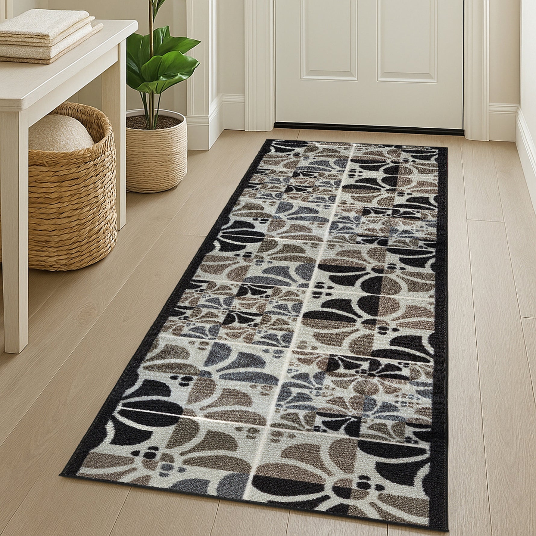 Stair Runner Non-Slip Kitchen Mat - Daisy Grey Stair Runner Rug Masters