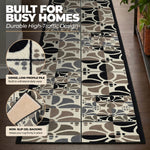 Daisy Grey Stair Runner and Hallway Runner, Patterned Non-Slip Gel Backed Kitchen Mat, Washable, Custom Lengths