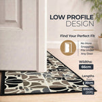 Daisy Grey Stair Runner and Hallway Runner, Patterned Non-Slip Gel Backed Kitchen Mat, Washable, Custom Lengths