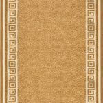 Greek Beige Luna Stair Runner and Kitchen Mat, Swirl Border Non-Slip Hallway Runner, 66cm Wide, Washable, Custom Length