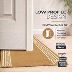 Greek Beige Luna Stair Runner and Kitchen Mat, Swirl Border Non-Slip Hallway Runner, 66cm Wide, Washable, Custom Length