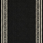 Greek Black and White Border Stair Runner, Non-Slip Gel Backed Hallway Runner and Kitchen Mat, Washable, Custom Lengths