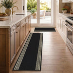 Greek Black and White Border Stair Runner, Non-Slip Gel Backed Hallway Runner and Kitchen Mat, Washable, Custom Lengths