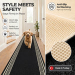 Greek Black and White Border Stair Runner, Non-Slip Gel Backed Hallway Runner and Kitchen Mat, Washable, Custom Lengths