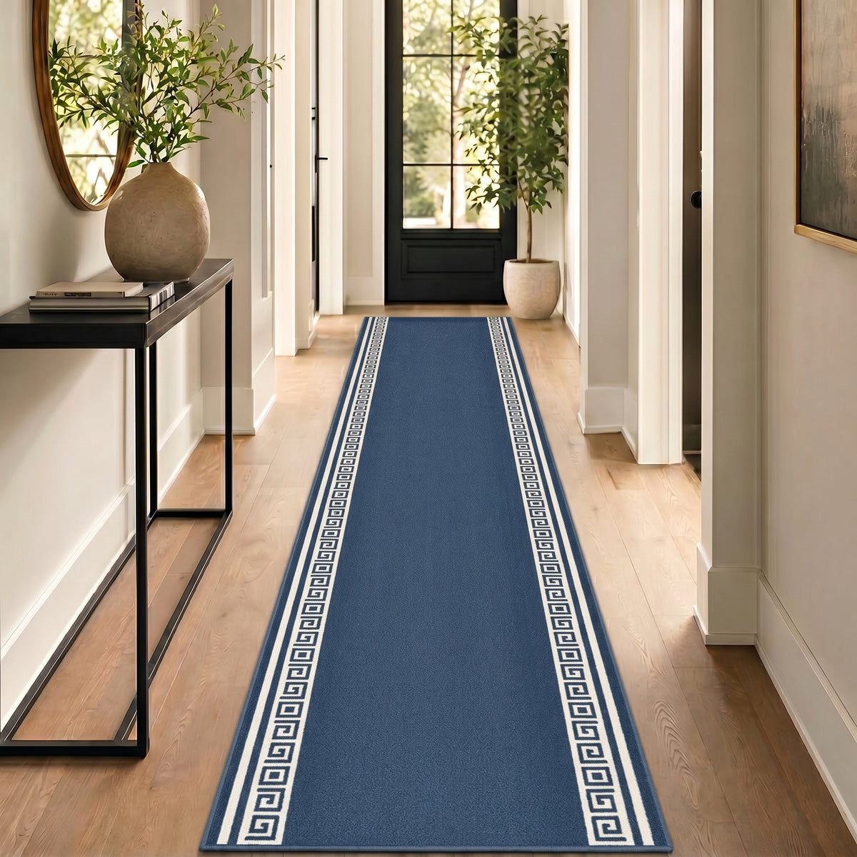 Blue Luna Non-Slip Stair Runner, Machine Washable Hallway and Kitchen Runner Rug, Gel Backed, 66cm Wide, Custom Lengths