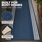 Blue Luna Non-Slip Stair Runner, Machine Washable Hallway and Kitchen Runner Rug, Gel Backed, 66cm Wide, Custom Lengths
