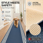 Blue Luna Non-Slip Stair Runner, Machine Washable Hallway and Kitchen Runner Rug, Gel Backed, 66cm Wide, Custom Lengths