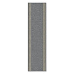 Greek Grey Luna Stair Runner and Kitchen Mat, Swirl Border Non-Slip Hallway Runner, 66cm Wide, Washable, Custom Length
