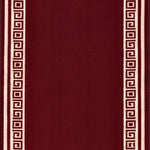 Greek Red Luna Stair Runner and Kitchen Mat, Swirl Border Non-Slip Hallway Runner, 66cm Wide, Washable, Custom Length