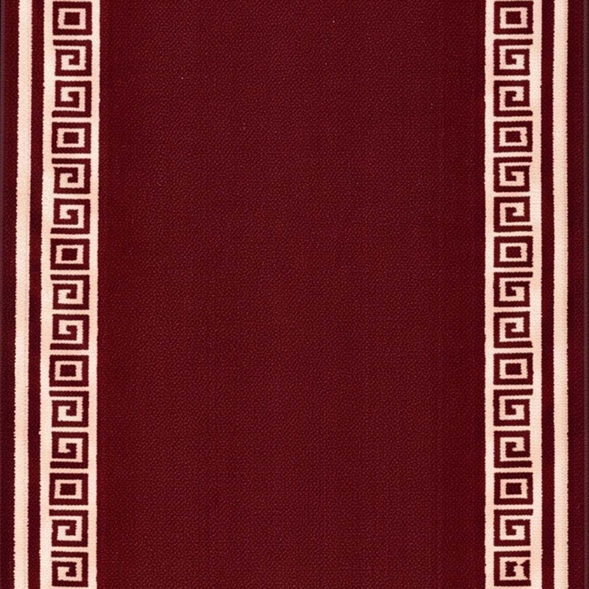 Greek Red Luna Stair Runner and Kitchen Mat, Swirl Border Non-Slip Hallway Runner, 66cm Wide, Washable, Custom Length