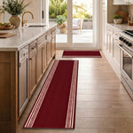 Greek Red Luna Stair Runner and Kitchen Mat, Swirl Border Non-Slip Hallway Runner, 66cm Wide, Washable, Custom Length
