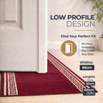 Greek Red Luna Stair Runner and Kitchen Mat, Swirl Border Non-Slip Hallway Runner, 66cm Wide, Washable, Custom Length