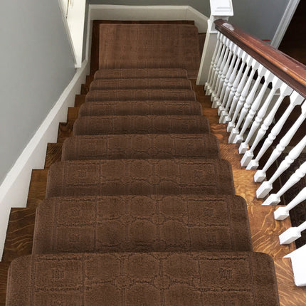 Stair Runner Non-Slip Kitchen Mat - London Geometric Brown