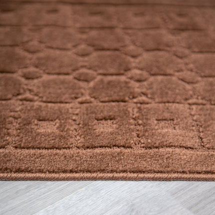 Stair Runner Non-Slip Kitchen Mat - London Geometric Brown