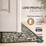 Tiles Grey Stair Runner and Kitchen Mat, Tile Print Non-Slip Hallway Runner, 66cm Wide, Washable, Custom Length