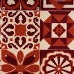 Tiles Red Stair Runner and Kitchen Mat, Tile Pattern Non-Slip Hallway Runner, 66cm Wide, Washable, Custom Length