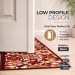 Tiles Red Stair Runner and Kitchen Mat, Tile Pattern Non-Slip Hallway Runner, 66cm Wide, Washable, Custom Length